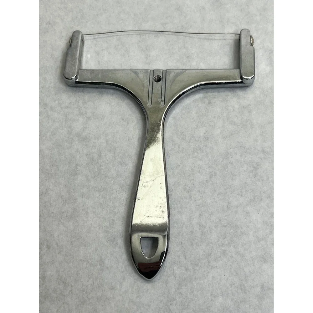 Vintage Chrome Metal Wire Cheese Slicer Handheld Kitchen Tool Retro Silver